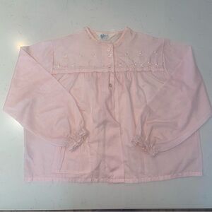 Vintage Bed Jacket by Katz embroidered flowers lace size Medium